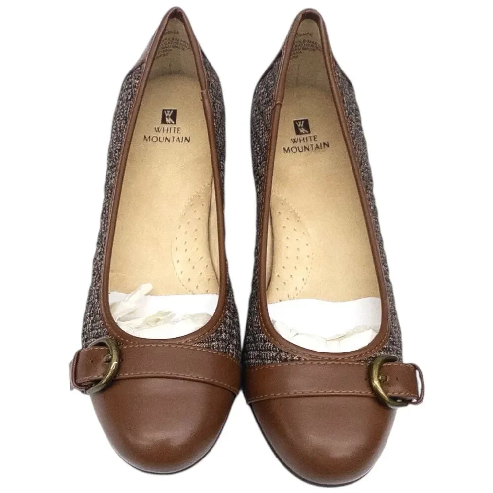 White Mountain Cadence Buckle Ballet Flats Women's size 9.5 Brown